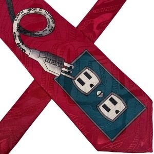 Vintage Home Improvement The Answer Is More Power Mens Red Novelty Tie Necktie